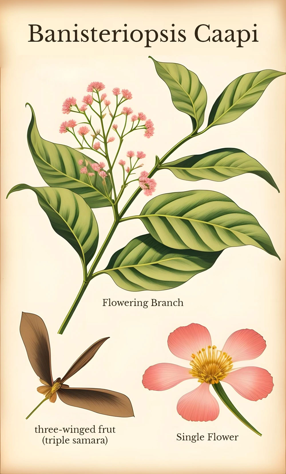 Botanical illustration of Banisteriopsis caapi
