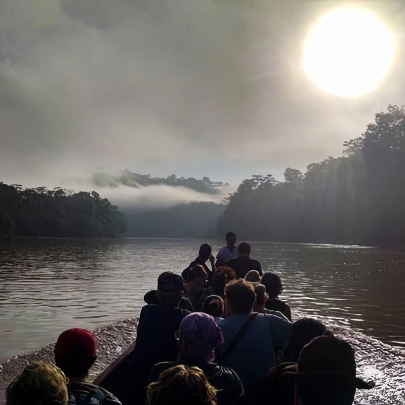 Travelling by longboat outside Pucallpa in the Peruvian Amazon
