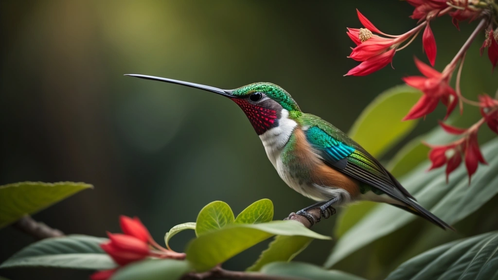 Tropical bird resting among rainforest leaves near Tarapoto