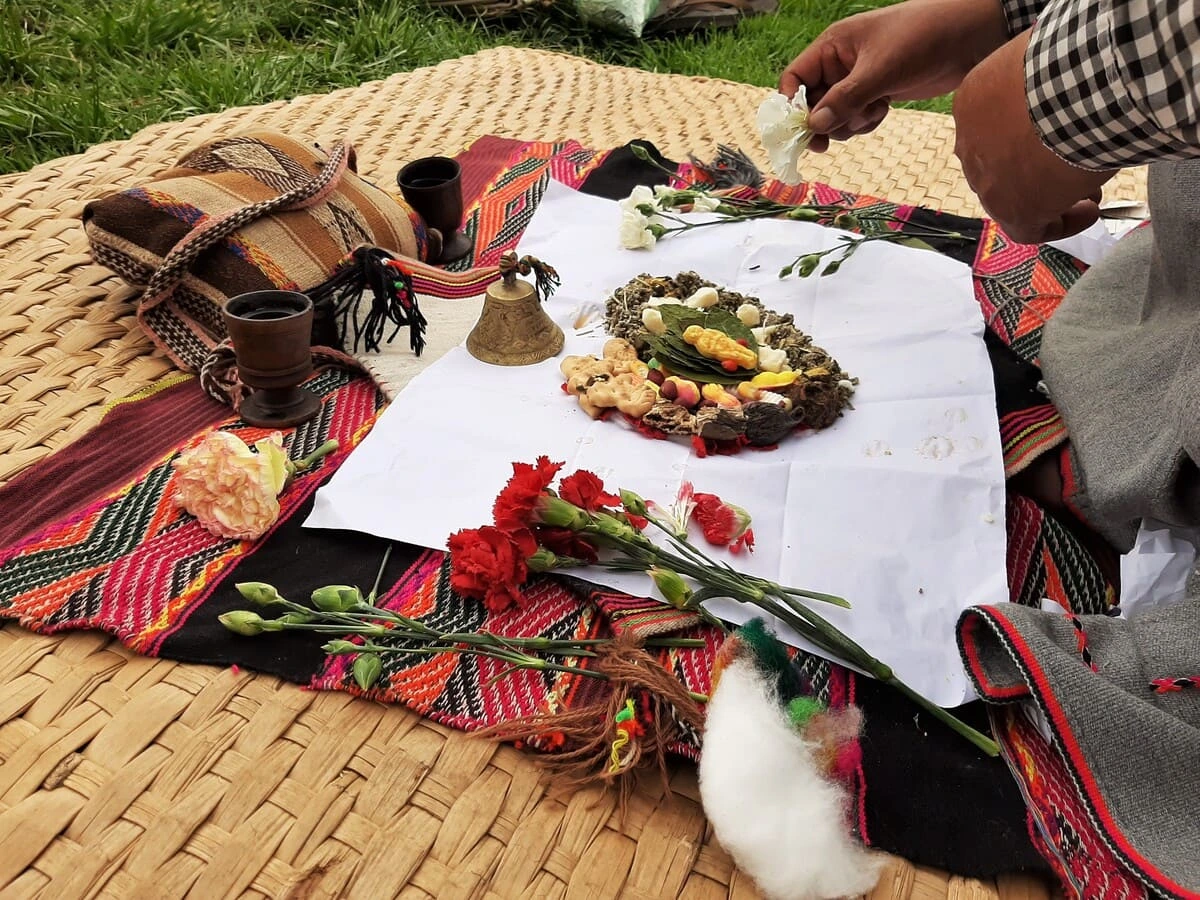 Traditional despacho offering in the Sacred Valley